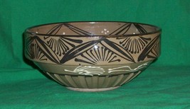 Vtg Studio Pottery Moriage Oriental Style Drip Glaze Rice Bowl Folk Art Craft - £21.49 GBP