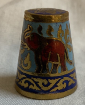 Vintage  Cloisonné Enamel Thimble Elephants - £9.48 GBP