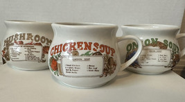 Vintage 1980 Chicken Onion Mushroom Soup Recipe Mug Bowls Granny Cottage Core - £15.22 GBP