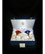 Faberge Crystal Martini Glasses One Red &amp; One Blue in presentation case - £468.04 GBP