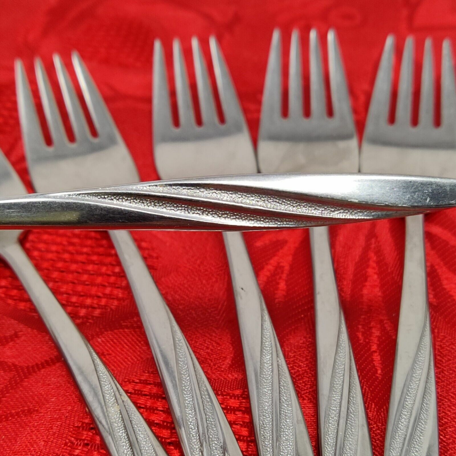 American Stainless USA Flatware American Flare Salad Forks Lot Of 6 IS Vtg  - $12.98