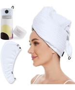 Waffle Hair Towel Wrap, Large Microfiber Hair Drying Towels w/ Button &amp; ... - $16.82