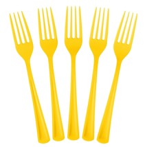 Disposable Yellow Plastic Forks 50 Pcs - Heavy Duty Yellow Plastic Disposable Cu - £16.50 GBP