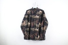 Vtg Streetwear Mens Medium Faded All Over Print Nature Deer Buck Button Shirt - £35.57 GBP