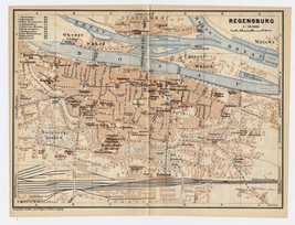 1929 Original Vintage Map Of Regensburg / Landshut / Bavaria Bayern / Germany - £16.86 GBP