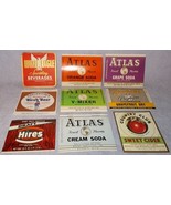 Vintage Soda Pop Beverage Bottle Labels Lot of 9 Atlas Saegertown Hires ... - €7,82 EUR