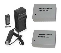 2X Batteries NB-10L, NB10L, + Charger for Canon Powershot SX40 HS, SX40H... - £19.84 GBP