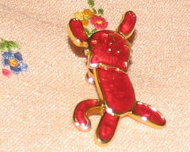 Vintage Costume Jewelry Goldtone/Red Cat Pin/Tie Tack - £4.19 GBP