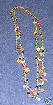 Vintage &#39;80&#39;s Costume Jewelry Moon &amp; Stars Necklace Gold Tone &amp; Color Variety - £4.75 GBP