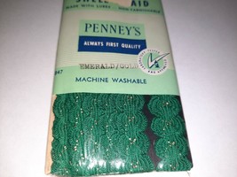 VTG Penney&#39;s Shell Braid Emerald Green &amp; Metallic Gold Cotton Lurex 3 Yd... - £5.47 GBP