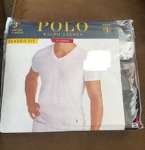 Polo Ralph Lauren Classic Fit 100% Cotton V Neck  TShirts 3 Pack Gray Bl... - $39.94