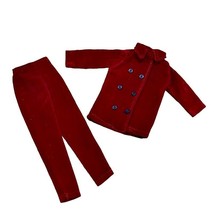 Vintage Barbie Clone Burgundy Maroon Velvet Pantsuit Jacket Blazer with ... - $15.34