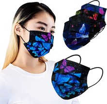 Butterfly Print Disposable Face Mask 50 PC Assorted 3-Ply Ear Loops for ... - $14.98