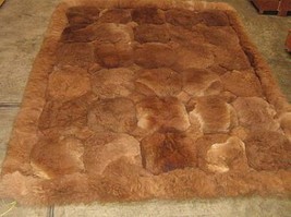 Light brown Alpaca fur rug from the Andean of Peru, Octagon design, 80 x 60 cm - $128.30
