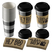 HOME &amp; HOOPLA Disposable Coffee or Hot Chocolate Cups - Black and White Buffalo  - £12.20 GBP