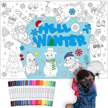 Giant Winter Coloring Poster Hello Winter Coloring Tablecloth 43.3 X 31.... - $18.99