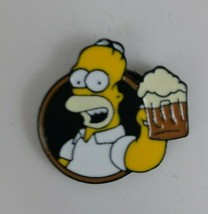 The Simpsons Homer Drinking beer Enamel Hat Label Pin  1” - £5.35 GBP