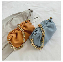 2021 Day Clutch Thick Gold Chains Dumpling Clip Purse Bag Women Cloud Underarm S - £10.03 GBP