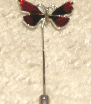 Vintage Costume Jewelry Goldtone &amp; Red Stick Pin - $4.95