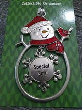 Christmas Snowman &quot;Special son&quot; Personalized Collectable Silver Ornament GanzNew - £20.21 GBP