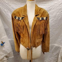 Vintage La Nauuelle Renaissance Women&#39;s Brown Jacket with Fringe, Size M - £31.73 GBP