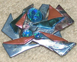 Vintage &#39;80&#39;s Costume Jewelry Colorful Freeform Pin - $4.59