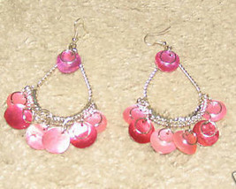 Vintage Costume Jewelry Silvertone &amp; Pink Earrings - $6.15 CAD