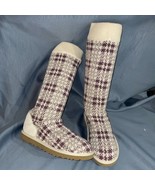 UGG Plum Ivory Sweater Knit Boot JASTER PLAID S/N 1877, Women Size 9 NWOT - $134.92 CAD