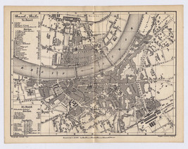 1887 Original Antique City Map Of Basel / Basle / Switzerland - £22.83 GBP