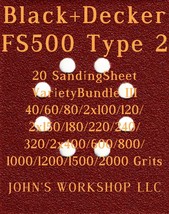 Black+Decker FS500 Type 2 - 17 Different Grits - 20 Sheet Variety Bundle... - £15.68 GBP
