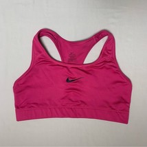 Nike Pink Black Swoosh Womens Sports Bra Medium Racer Back Running Exercise Yoga - £22.15 GBP