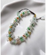 Natural Colorful Icy Jadeite Jade Irregular Colorful Jadeite Jade Bracelet - $158.00