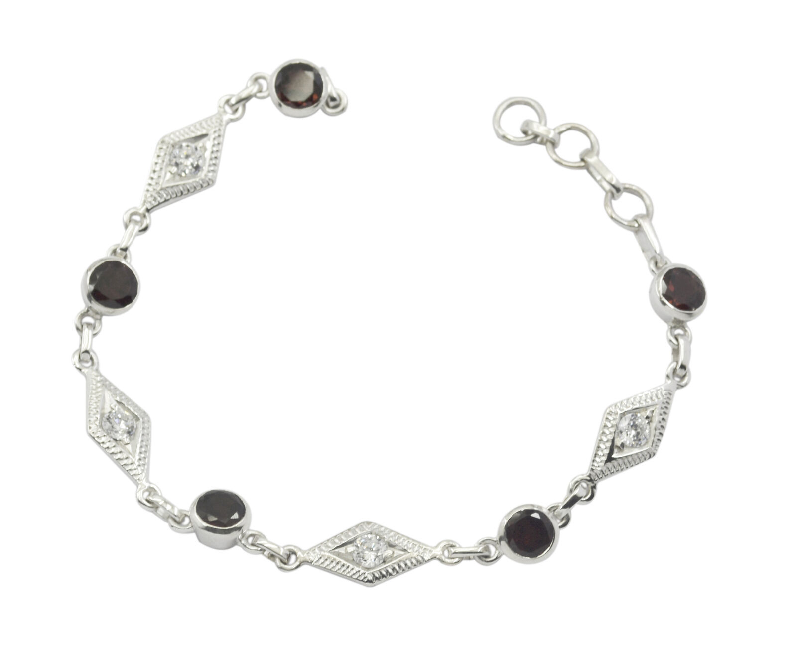 exquisite Garnet 925 Solid Sterling Silver Red Bracelet Natural common U... - $35.63