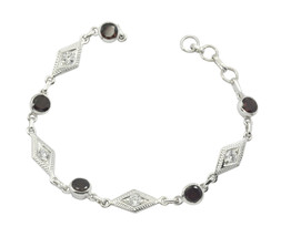 exquisite Garnet 925 Solid Sterling Silver Red Bracelet Natural common US gift - £28.06 GBP