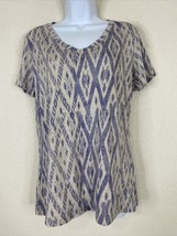 Field &amp; Stream Womens Size L Blue Diamond Pattern T-shirt Short Sleeve - £4.97 GBP