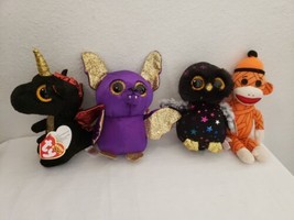 Ty Beanie Boos Plush Lot Halloween Mummy Monkey Stuffed Animals Dragon Bat Owl - £17.85 GBP