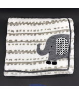 Lambs &amp; Ivy Baby Blanket Elephant Single Layer Sensory Gray White - $14.99