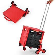 Foldable Utility Cart Trolley Telescoping Handle Shopping Transport Red - $73.32