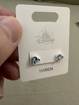 Disney Parks Mickey Mouse Aquamarine March Faux Birthstone Earrings Silver Color image 3