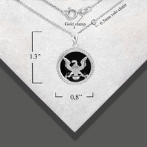 Sterling Silver Black Onyx Eagle Anchor United States Navy Seal Pendant Necklace - £59.06 GBP+