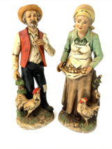 Vintage HOMCO Farmer &amp; Wife with Rooster Bird Pair #1434 Figurine 10&quot; Ta... - £26.91 GBP