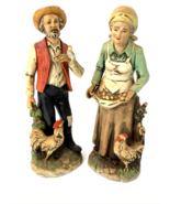 Vintage HOMCO Farmer & Wife with Rooster Bird Pair #1434 Figurine 10" Tall EUC - $34.20