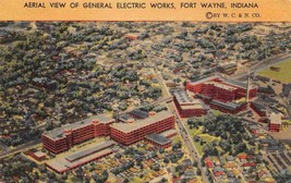 General Electric Works Aerial View Fort Wayne Indiana 1940s linen postcard - £5.49 GBP