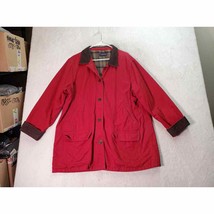 Lands&#39; End Jacket Womens Large Red 100% Cotton Long Sleeve Collared Button Front - £25.09 GBP