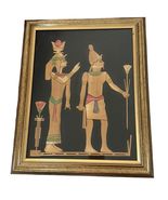 Vintage Egyptian Papyrus Style Straw Art Framed Wall Hanging Mid Century... - $37.80