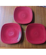 Lot of 3 SALAD PLATES Square Scarlet Red HOMER LAUGHLIN FIESTA 7 1/2 &quot; - £16.76 GBP