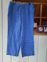 JM Collection Linen &amp; Cotton Pull Up Pants Relaxed Fit Straight Leg Sz 12 - £19.78 GBP