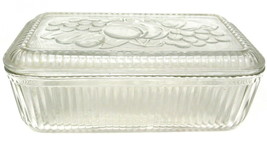 Refrigerator Dish Federal Glass Clear Covered Glass Fruit Designs US Seller   C - £19.32 GBP