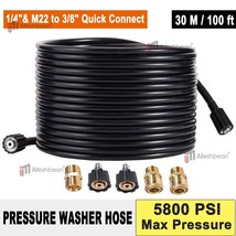 Pressure Washer Parts 100 ft foot 3/8&quot; Black 5800psi Extension Hose M22-... - £68.86 GBP