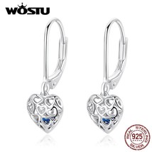 WOSTU 2019 New Arrival 925 Silver Openwork Heart Drop Earrings For Women Wedding - £17.01 GBP